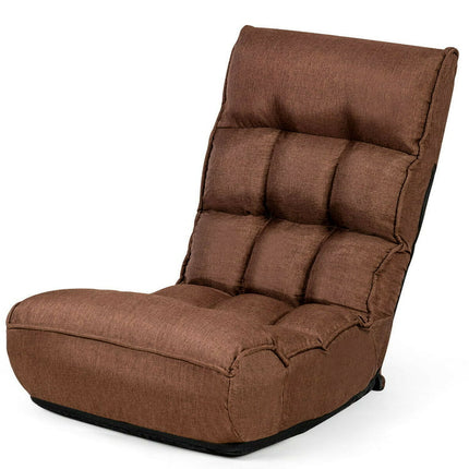 Gymax 4-Position Folding Lazy Sofa Floor Chair w/Adjustable Backrest & Headrest Coffee