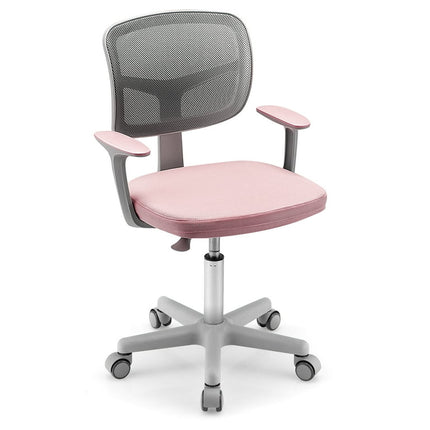 Gymax Kids Desk Chair Adjustable Height Children Study Chair w/Auto Brake Casters Pink