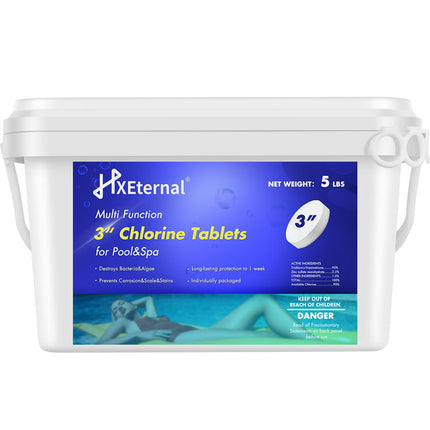 HXEternal 5lbs Pool&Hot Tub 3" Chlorine Tablets, Pool Chemicals,for Pool and Hot Tub&Spa Use, 5lbs