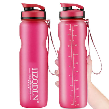 HZQDLN Best Sports Water Bottle - 36oz Large - Fast Flow, Flip Top Leak Proof Lid w/One Click Open - Non-Toxic BPA Free & Eco-Friendly Plastic - For Men & Women-Pink