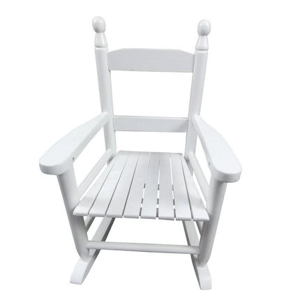 Hassch Child’s Wooden Rocking Chair, Wooden Rustic High Back All Weather Rocker, Indoor, Outdoor, White