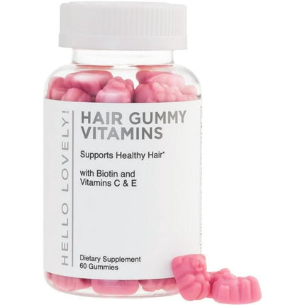 Hello Lovely! Hair Vitamins Gummies with Biotin 5000 mcg Vitamin E & C Support Hair Growth, Premium Vegetarian Non-GMO, for Stronger Beautiful Hair & Nails Supplement - 60 Gummy Bears