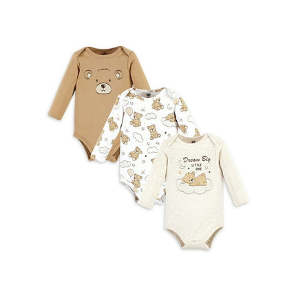 Hudson Baby Long Sleeve Bodysuits 3pk, Dream Big Teddy, Sizes: 0/3M-18/24M