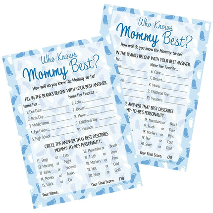 It's a Boy Who Knows Mommy Best Baby Shower Party Game - 20 Guests Cards - Distinctivs