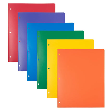 JAM Paper Heavy Duty Assorted 3 Hole Punch Folders, 2 Pocket, Multicolor, 6 per Pack
