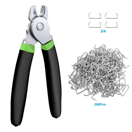 JahyShow Straight Ring Pliers + 300 Galvanized Hog Rings - Upholstery Kit