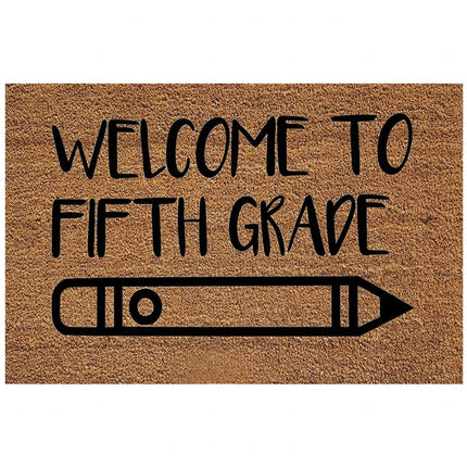 JeashCHAT Welcome Mat Fifth Grade Pencil Pattern Doormat for Classroom and Teachers' Office Entrance, Teacher Gifts, School Door Mat, 24 x 16 Inch