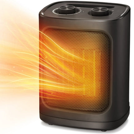 KISSAIR Compact 950W/1500W Space Heater with Thermostat - ETL Certified Ceramic Portable Heater Fan, Overheating Protection, Ideal for Home/Dorm/Office/Apartment, Black