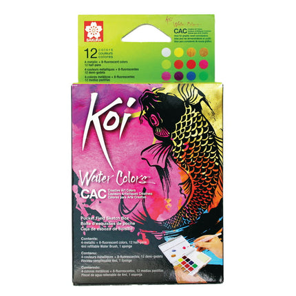 Koi Creative Art Colors (CAC) Watercolor Set, 12-Colors