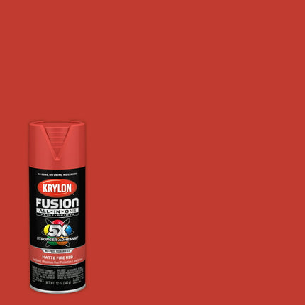 Krylon Fusion All-In-One Spray Paint, Matte, Fire Red, 12 oz.