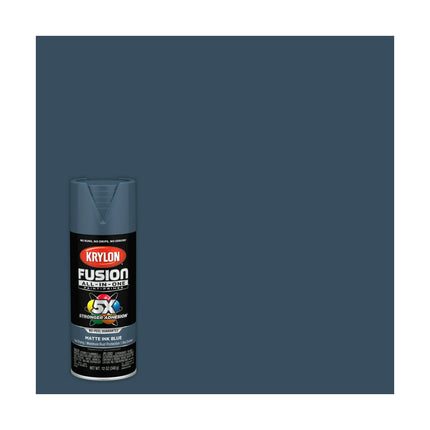 Krylon K02758007 Krylon Fusion All-In-One Ink Blue Matte 12 oz Spray Paint, Multi-Surface, (1 Piece, 1 Pack)
