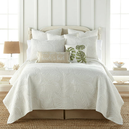 Levtex Home - Palmira Twin/Twin XL Quilt Set - Embroidered Palm Leaves - Quilt Size 68x86in. and One Sham Size 20x26in. - Reversible - Cotton Fabric