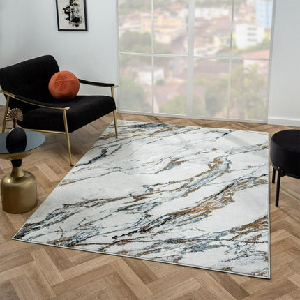 Luxe Weavers Abstract Marble Patterned Blue 6x9 Area Rug for Living Rooms