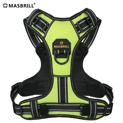 MASBRILL Reflective Dog Harness No Pull Dog Vest Harness With Handle, Breathable Padded Dog Chest Harness Adjustable for Small Dog-Green S