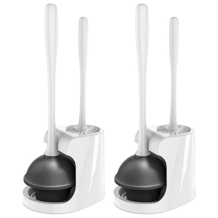 MR.Siga Toilet Plunger and Bowl Brush Combo for Bathroom Cleaning, White, 2 Sets