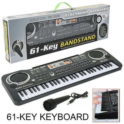 MTFun 61 Key Keyboard Piano, Digital Electronic Musical Keyboard, for Beginner Electric Piano Keyboard Set with USB cable, Microphone - Black