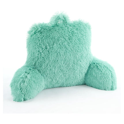 Mainstays Long Hair Faux Fur Backrest Pillow, Bedrest, 21'' x 13'' x 19'', Mint, 1 Piece
