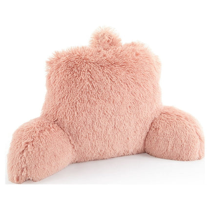 Mainstays Long Hair Faux Fur Backrest Pillow, Blush, Bed Rest, 21’’ x 13’’ x 19’’