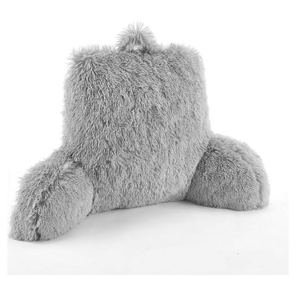 Mainstays Long Hair Faux Fur Backrest Pillow, Gray