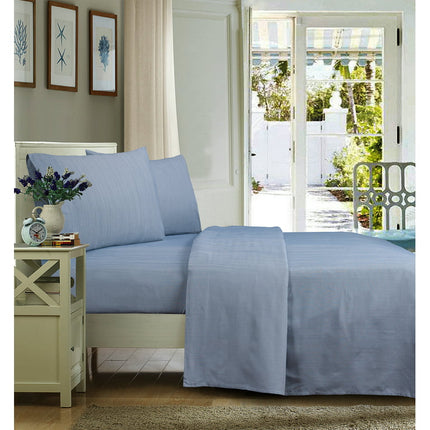 Mainstays Ultra Soft High Quality Microfiber Adult/Teen Sheet Sets, Blue Stria, Full