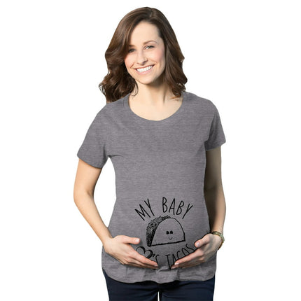 Maternity My Baby Loves Tacos Funny T shirt Cute Announcement Pregnancy Bump Tee (Dark Heather Grey) - XXL