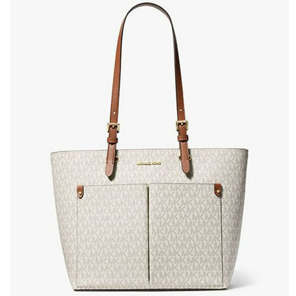 Michael Kors Womens Jet Set Travel Medium Double Pocket Tote Non-Leather Vegan 35F3GTVT3B-149 (Vanilla)