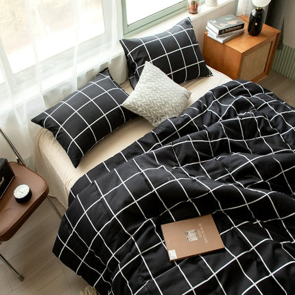 Move Over Black Plaid Comforter Set King Black Bedding Sets White Blak Plaid Pattern Microfiber Filling