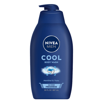 NIVEA MEN Cool Body Wash with Icy Menthol, Men Body Wash, 30 Fl Oz Bottle