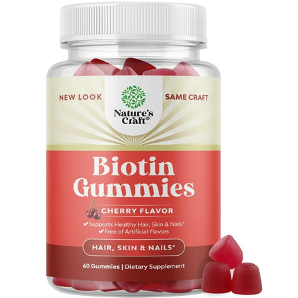 Natural Biotin Gummies for Hair Growth - Biotin Vitamins Hair Skin and Nails Gummies for Women and Men - Biotin Hair Growth Vitamins for Women with Pantothenic Acid and Biotin 5000mcg per serving