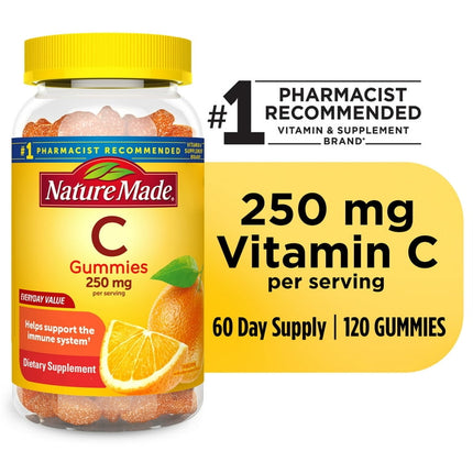 Nature Made Vitamin C 250 mg Per Serving Gummies, Dietary Supplement, 120 Count