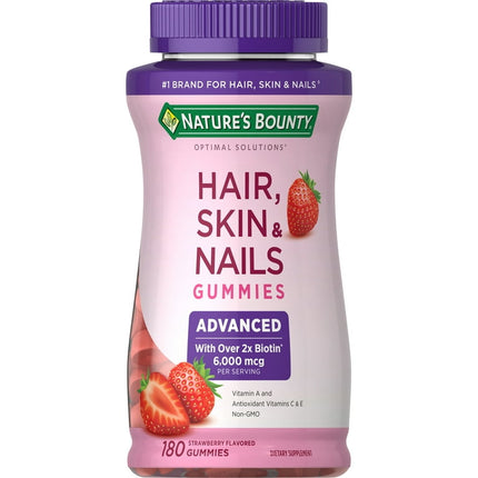Nature’s Bounty Advanced Hair, Skin and Nails Vitamin Gummies with Biotin, 180ct