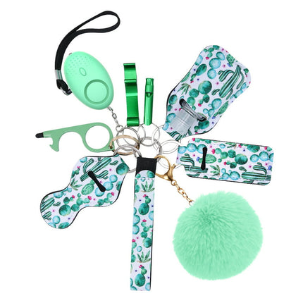 Keychain for Woman, Safety Keychain Set for Girls Kids Students Gift Green