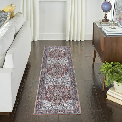 Nicole Curtis Machine Washable Series 1 Vintage Brick Ivory 2'2" x 8' Area Rug (2x8)