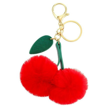 No Boundaries Cherry Puff Key Ring with Clip, Red