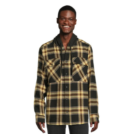 No Boundaries Men's & Big Men's Hooded Flannel Shirt, Sizes XS-5XL