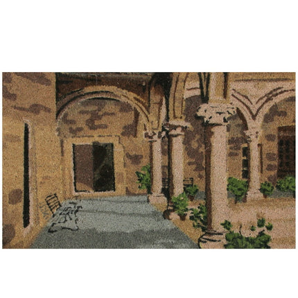 Northlight Natural Coir Brown and Green Italian Patio Design Doormat 18" x 30"