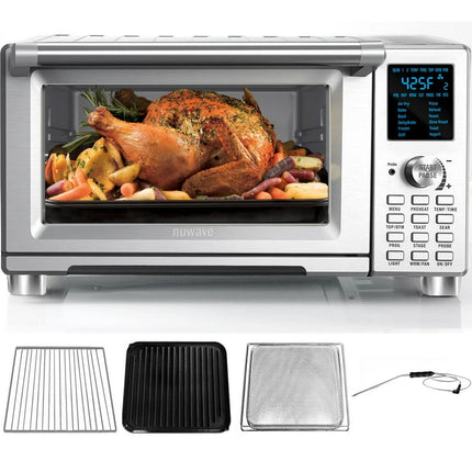 NuWave Bravo XL Air Fryer Toaster Smart Oven, 30-Qt XL Capacity 12-in-1 Countertop Grill/Griddle Combo, Cooking