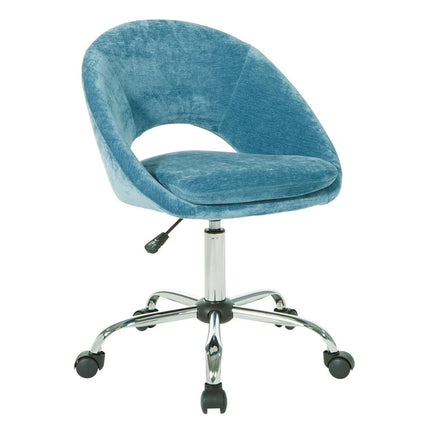 OSP Home Furnishings Milo Height Adjustable Home Office Chair in Durable Micro-Fiber Royal Velvet