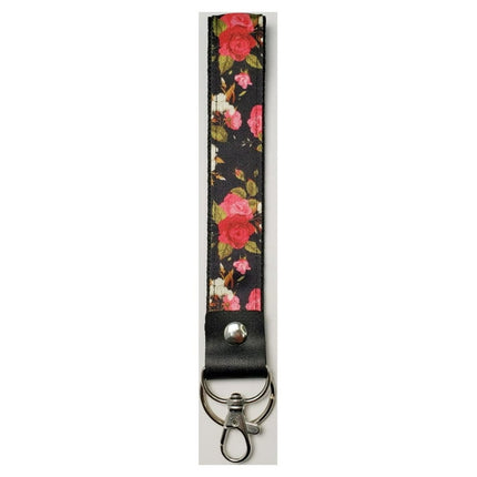 PR ESSENTIALS Brand Women's Adult Floral Polyester Wristlet Lanyard and Keychain