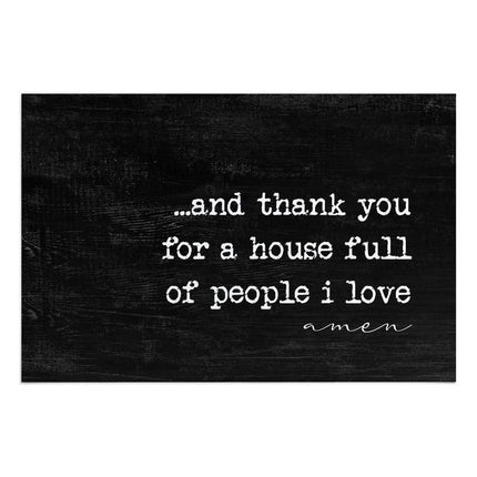 Personalized Planet 27x18 And Thank You for a House Full of People I Love Amen Spiritual Doormat on Black Rectangular 1/8” Thick Non Slip Mat for Kitchen Hallway Deck or Porch