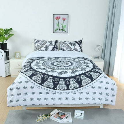 PiccoCasa 3Pcs Bohemian Bed in a Bag Comforter Set All-Season Quilt Set with 2 Pillowcases, White Full