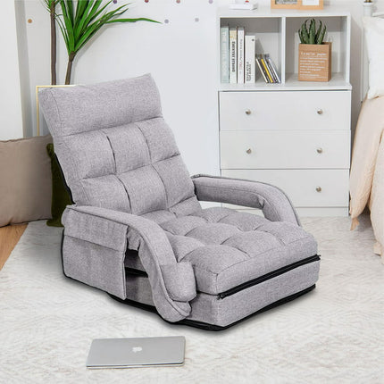 Prime Garden Floor Chair 6-Position Folding Gaming Chair for Meditation Indoor, Light Gray