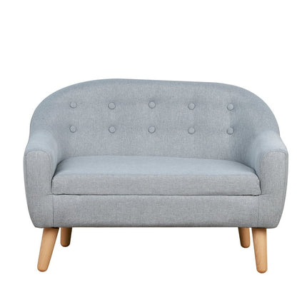 Qaba 2-Seat Kids Sofa Linen Fabric and Wooden Frame Sofa for Kids and Toddlers Ages 3-6, 11" High Seat, Gray