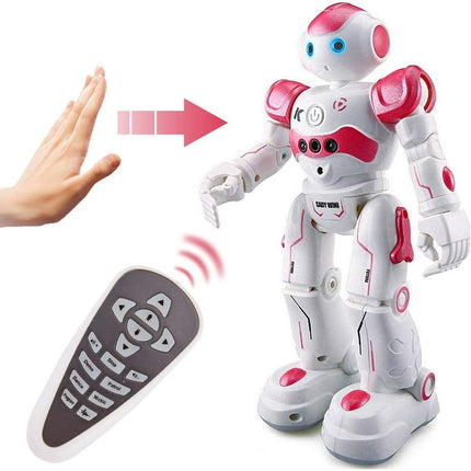RC Robot Toys for Kids, Programmable Smart Remote Control Robot Toy Intellectual Control Robot Rechargeable, Walking Dancing Robot Gesture Sensing Robot Birthday Gift for Boys Girls (Pink)