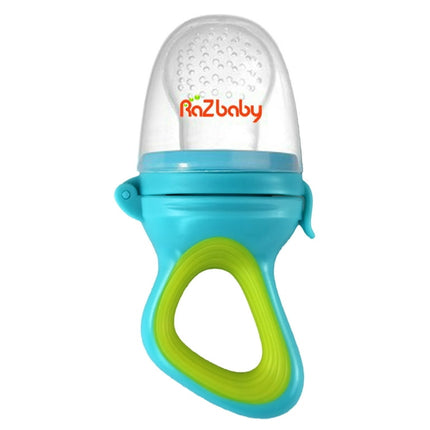RaZbaby Fruit Feeder/Teether 6m+, Add Frozen Fruit or Fresh Food | Silicone Pouch | BPA Free | Green