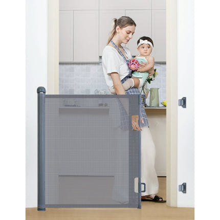 Retractable Mesh Baby Gate, Safety Gates for Stairs Doorway, 33''Tall Extends to 55''Wide, Gray