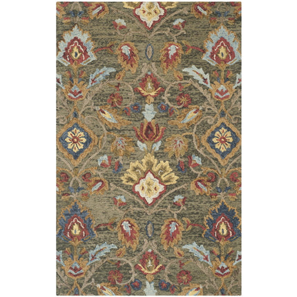SAFAVIEH Blossom Lennon Floral Wool Area Rug, Green/Multi, 5' x 8'