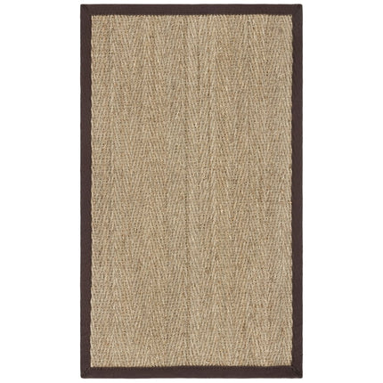 SAFAVIEH Natural Fiber Maisy Border Seagrass Area Rug, Natural/Dark Brown, 3' x 5'