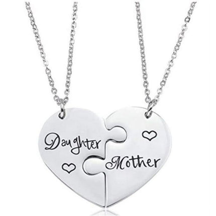 SJENERT 2Pcs Mother Daughter Matching Love Heart Necklace for Mother's Day Birthday Jewelry Gifts(Silver)