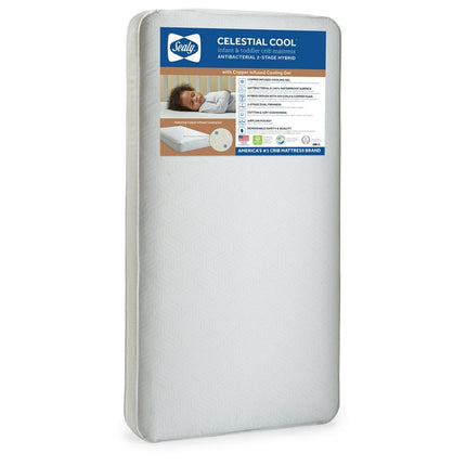 Sealy Celestial Cool Ultra-Premium 2-Stage Hybrid Antibacterial Crib & Toddler Mattress, Cool Copper Gel